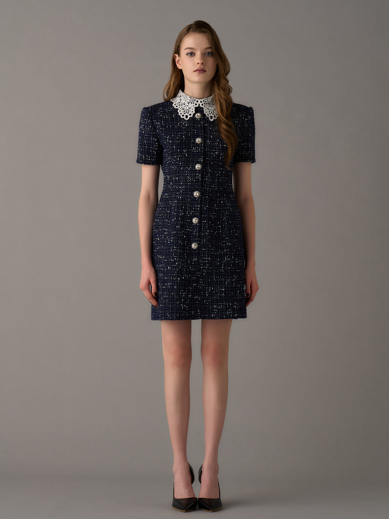 Tweed Dress with Chemical Lace