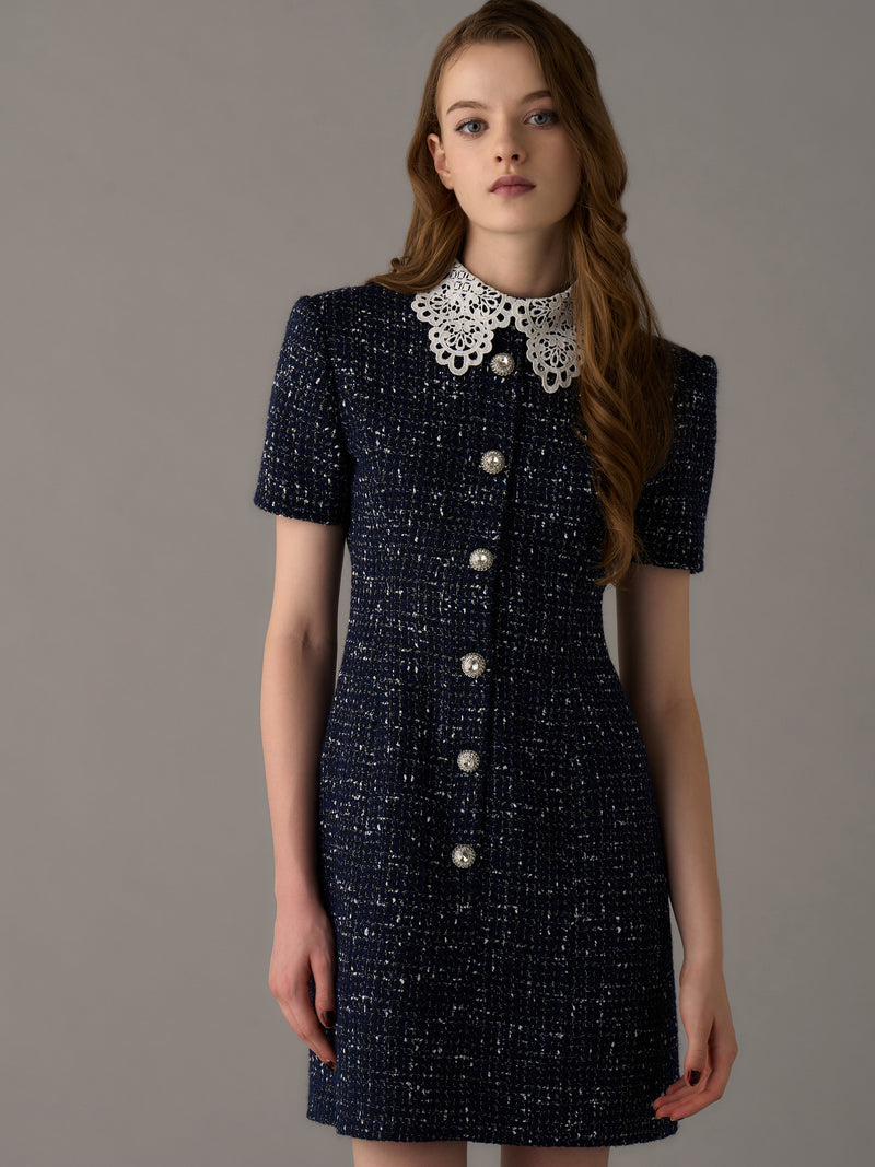 Tweed Dress with Chemical Lace