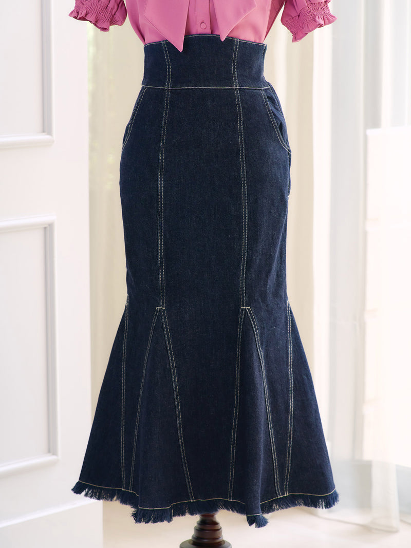 Hight waist denim mermaid skirt