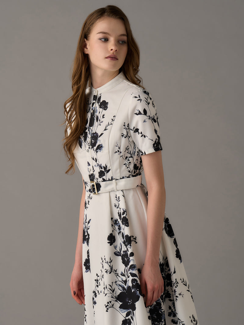 Monochrome Fleur Flare Dress