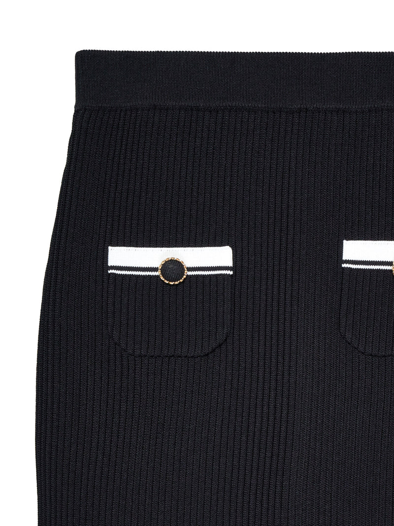 Contrast poche knit skirt