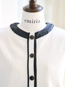 Leather piping court knit tops