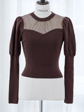 Elegant sleeve sheer knit tops