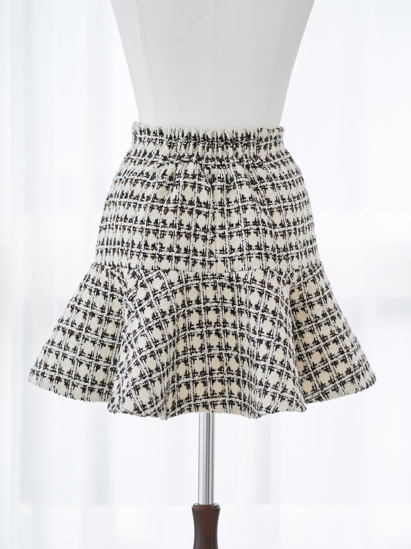 Tweed peplum flare skirt