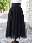 Double buckle volume tulle skirt