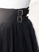 Double buckle volume tulle skirt