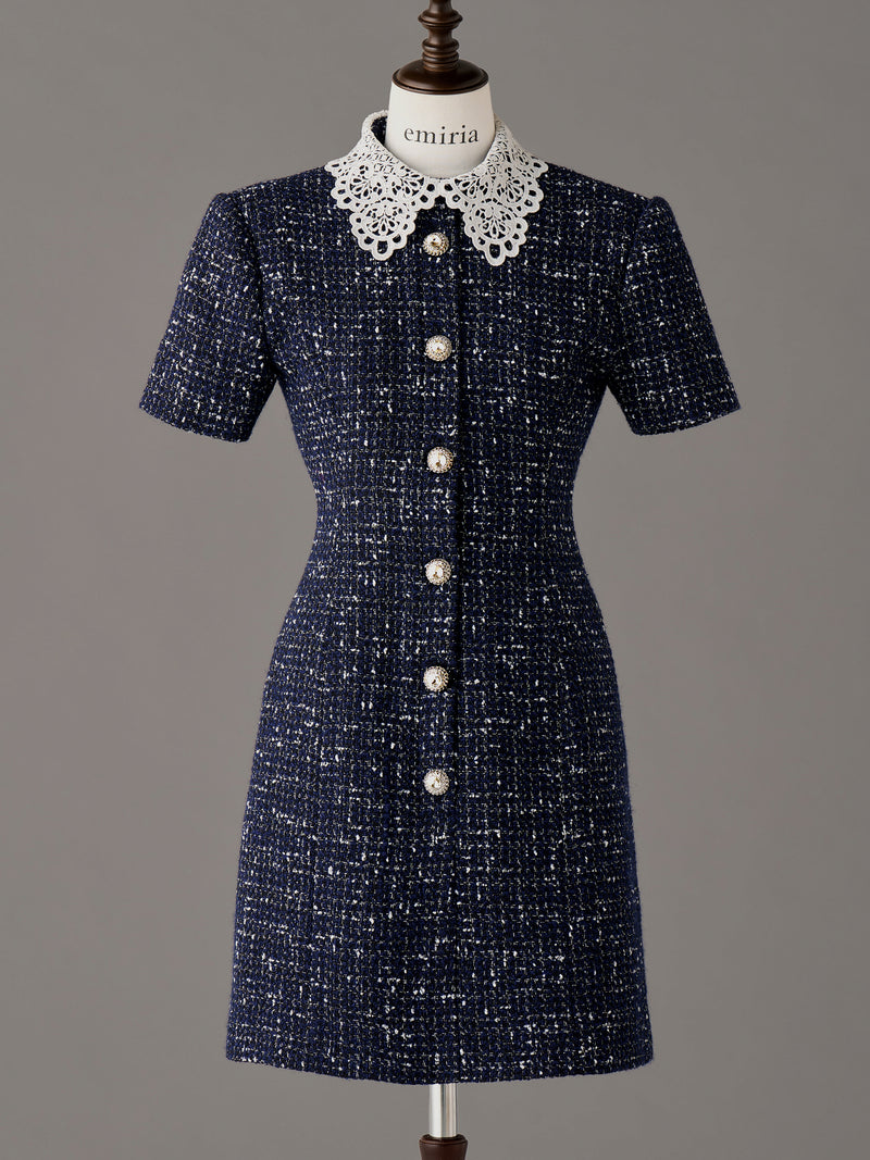 Tweed Dress with Chemical Lace