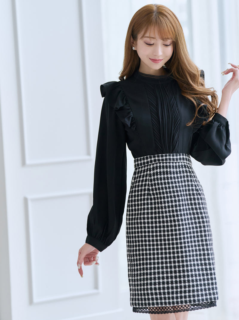 Frill blouse docking mini one-piece | エミリアウィズ 公式