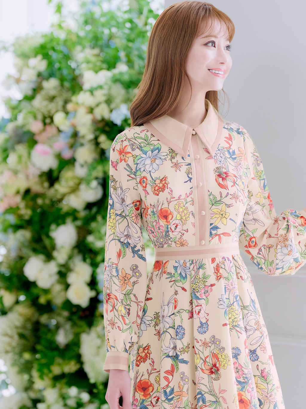 Floral motif shirt one-piece | エミリアウィズ 公式オンラインストア