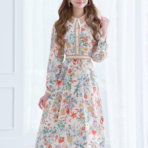 Floral motif shirt one-piece | エミリアウィズ公式オンライン