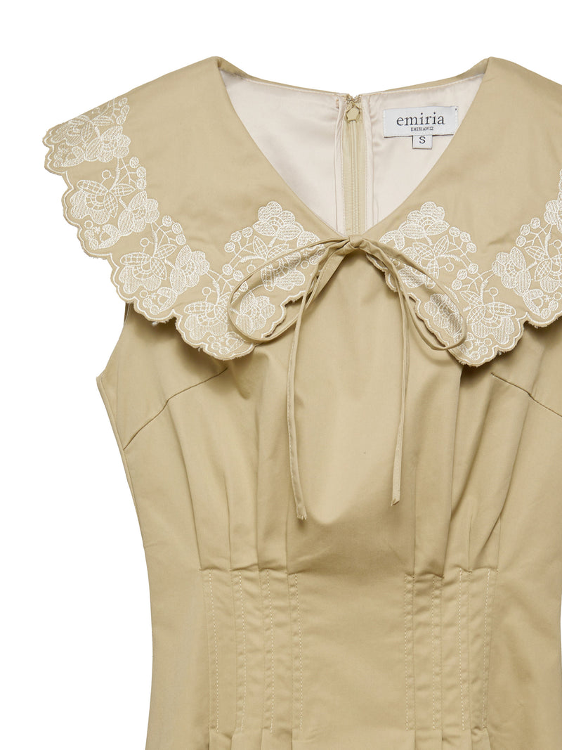 Embroidery collar corset one-piece