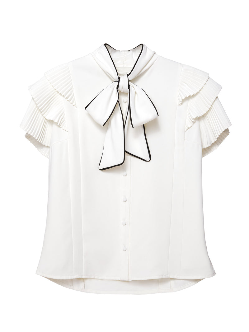 Sleeve frill bowtie blouse