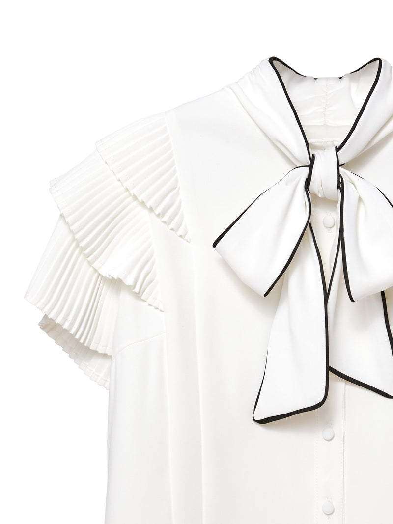 Lace ruffle blouse & White bowtie blouse