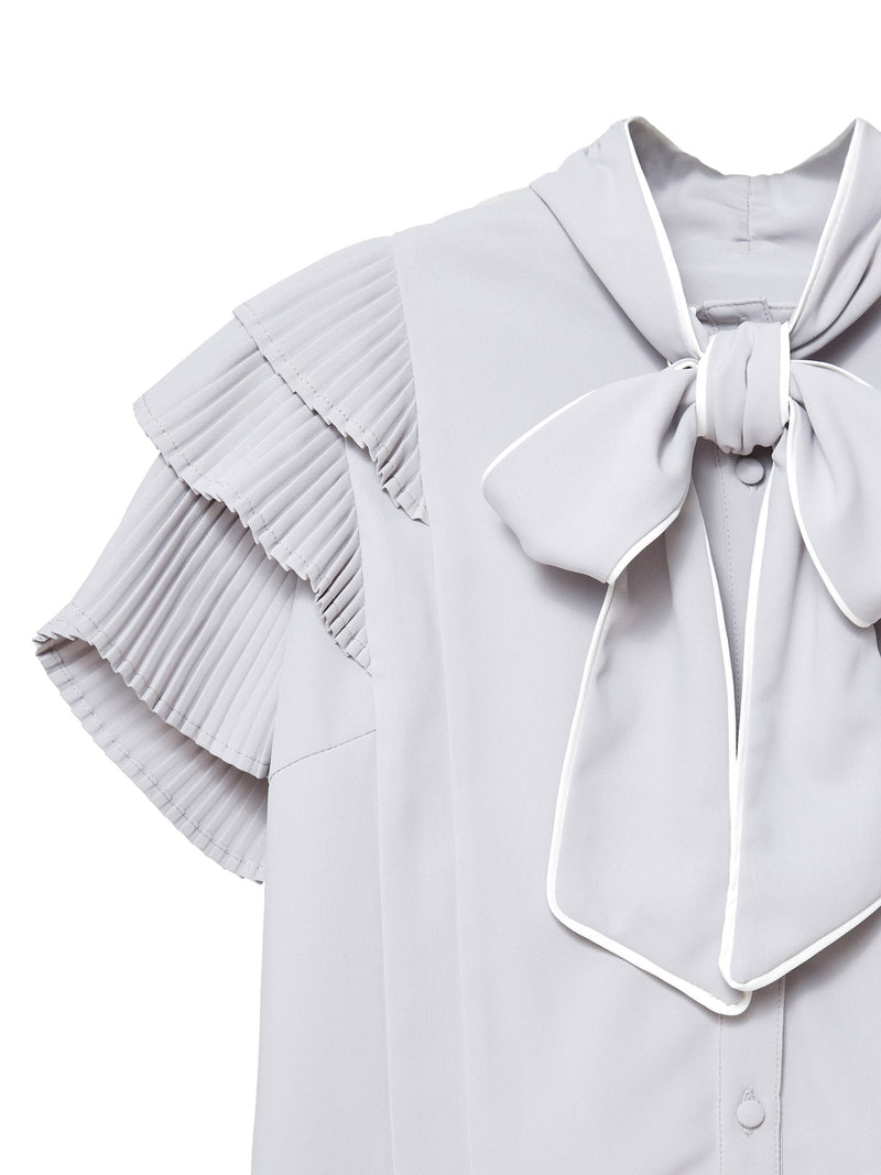 Sleeve frill bowtie blouse