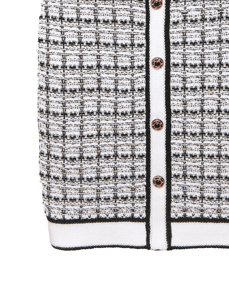 Tweed sleeveless knit one-piece